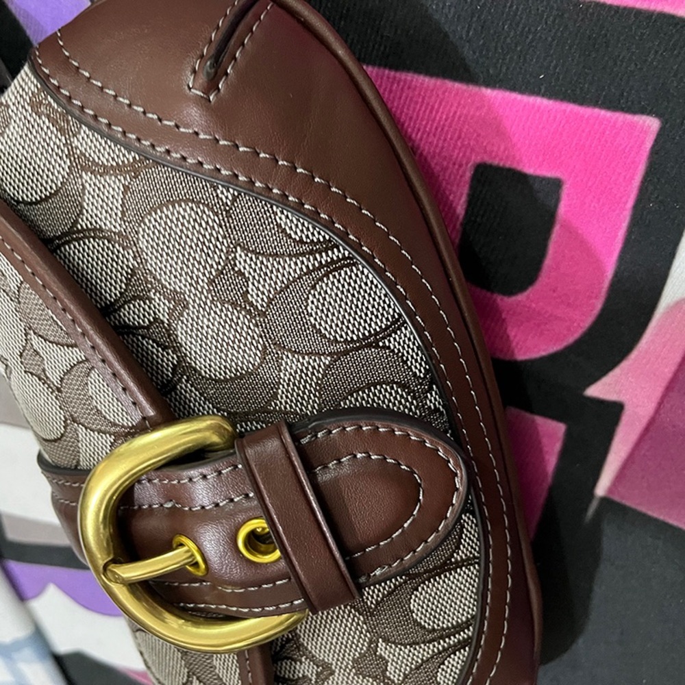 Coach Brown Signature Canvas Saddle Crossbody with Gold Hardware - Picture 8 of 11
